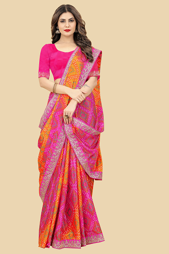 Mayurika 1 Bandhej Printed Chinon Silk Saree Collection